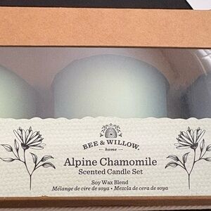 Bee & Willow Candles alpine chamomile 3.5 oz x3 Soy Glass hostess gift set